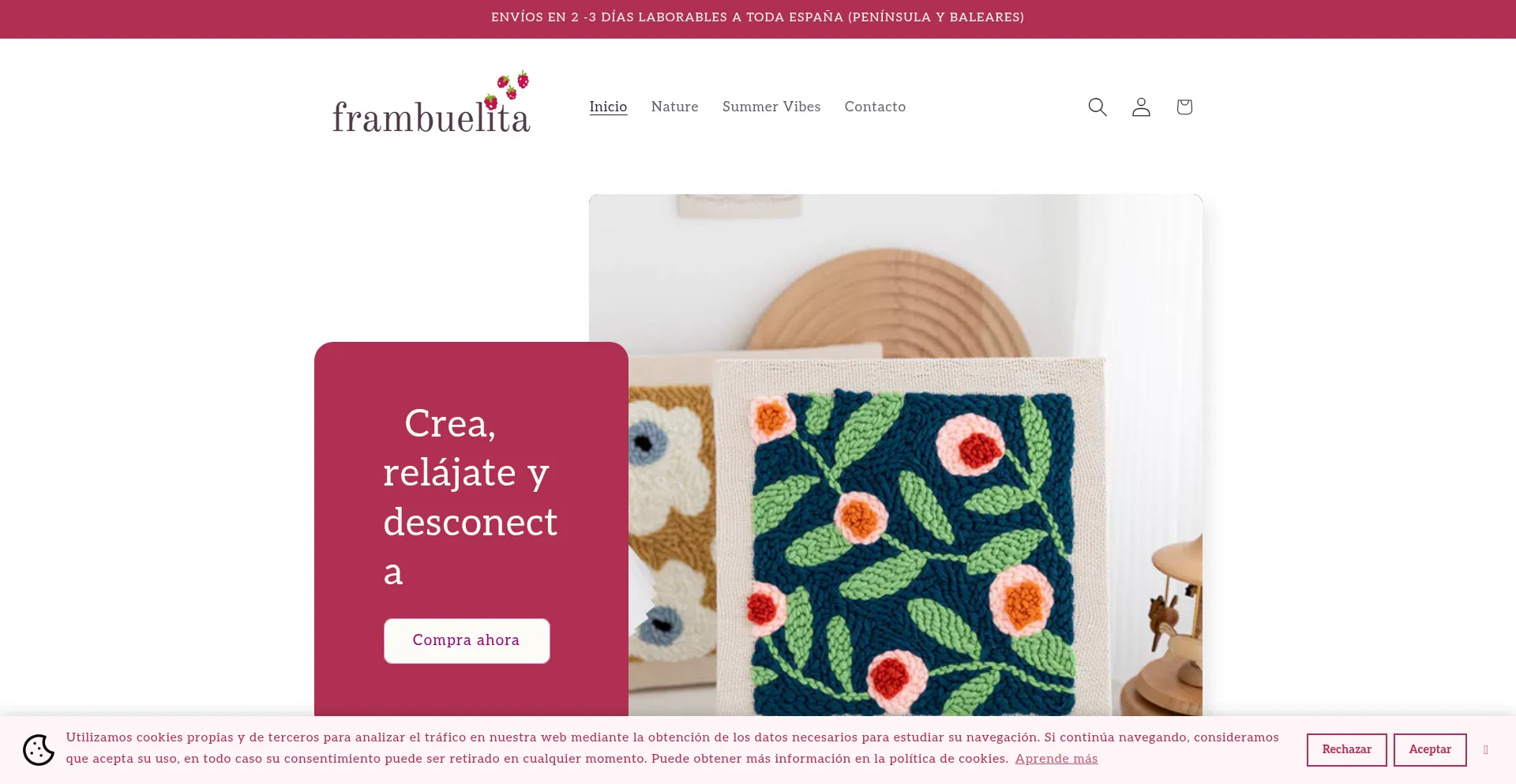 Website screenshot of Frambuelita.com