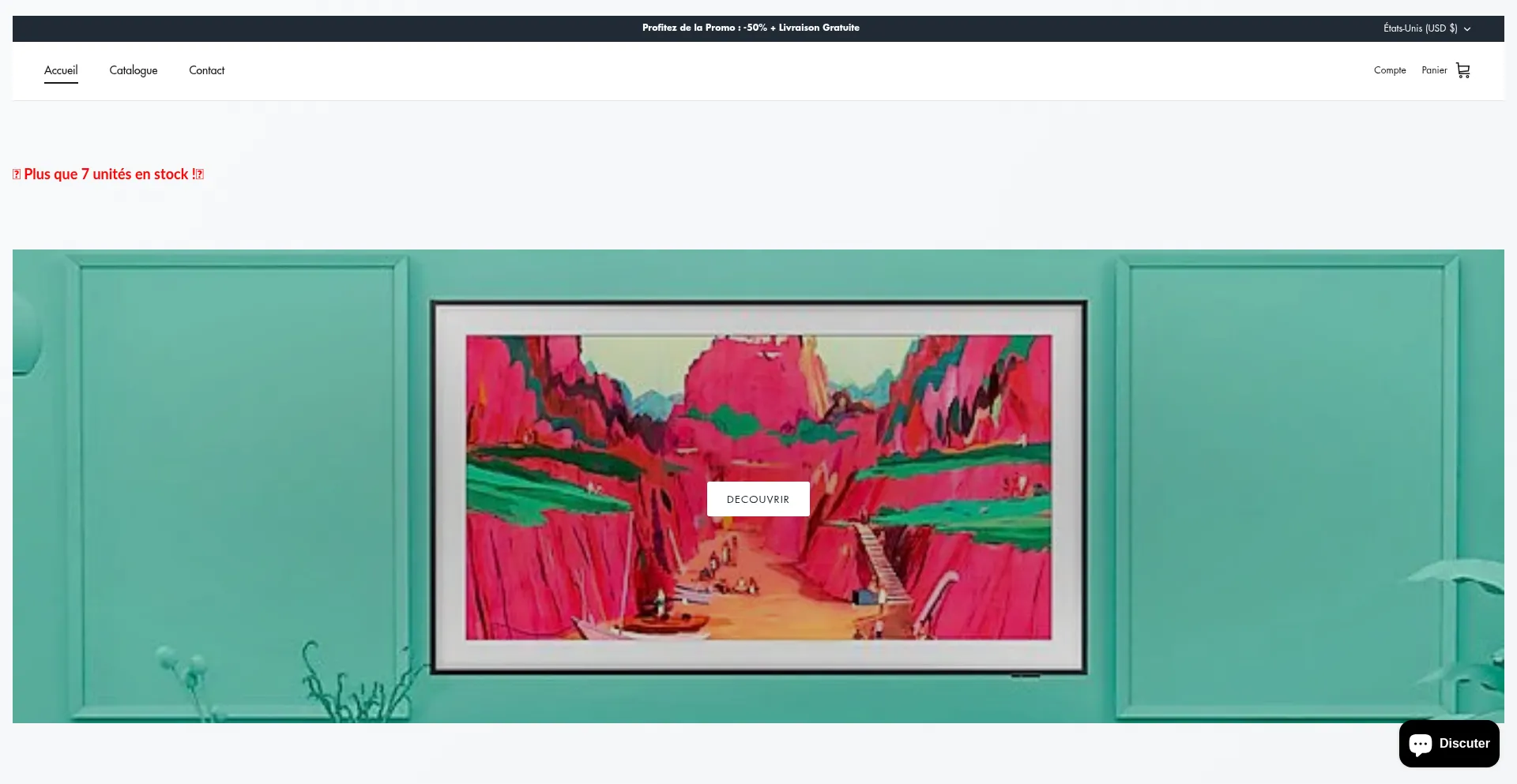 Website screenshot of Frame-tv.store