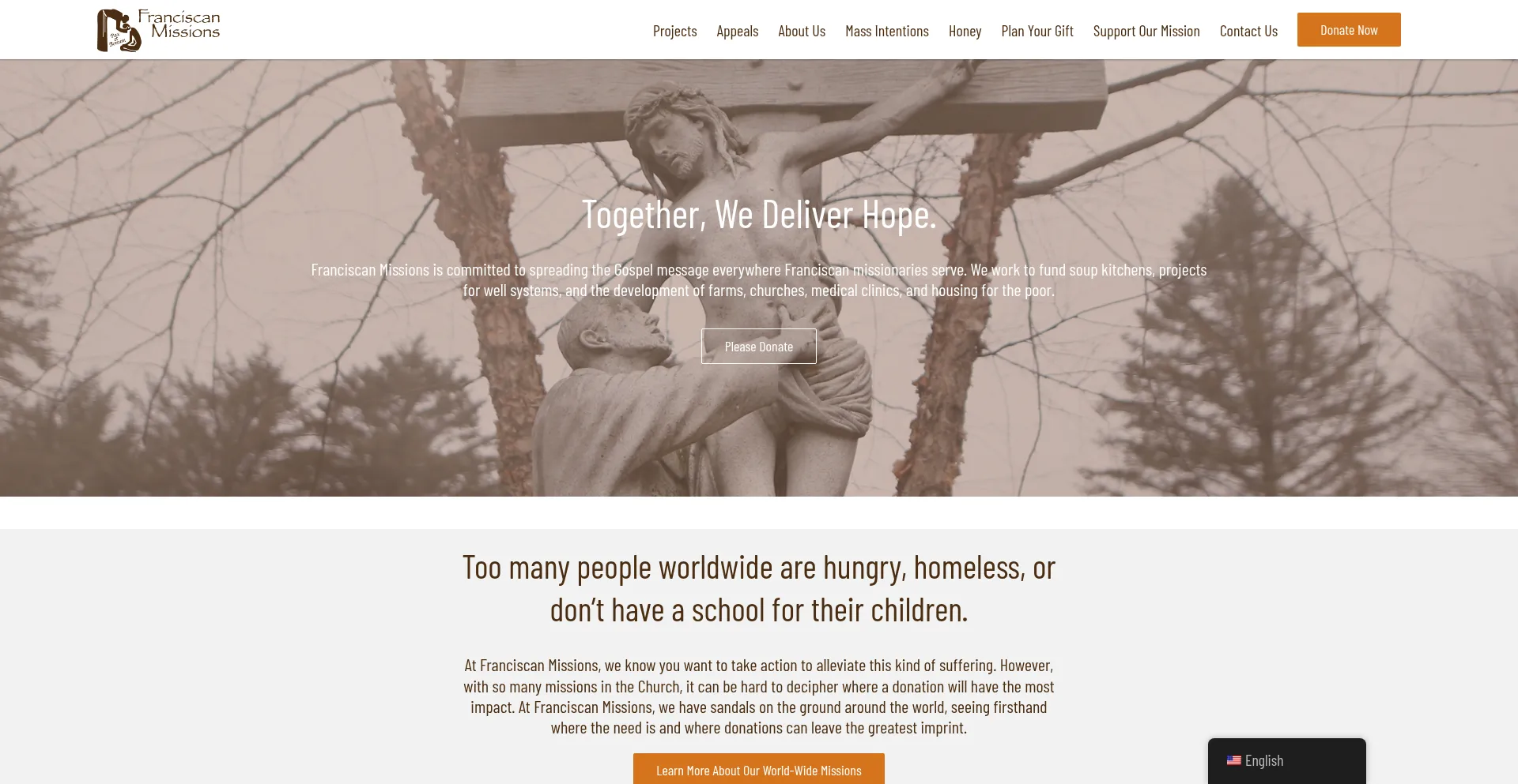 Website screenshot of Franciscanmissions.org