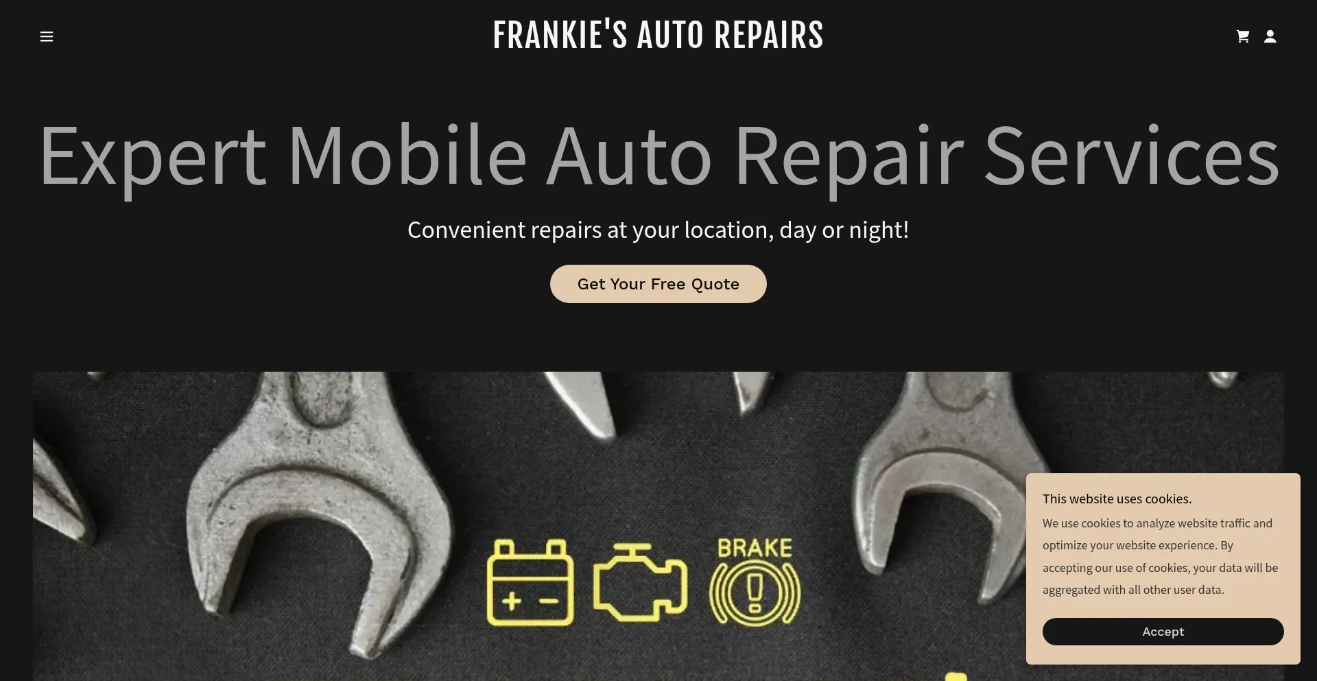 Website screenshot of Frankiesautorepairs.com