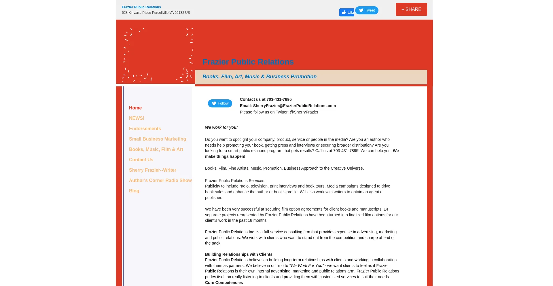 Website screenshot of Frazierpublicrelations.com