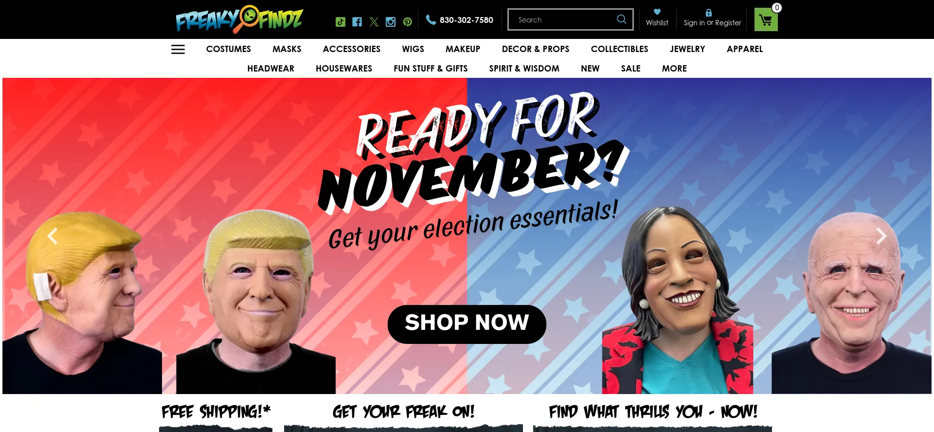 Website screenshot of Freakyfindz.com