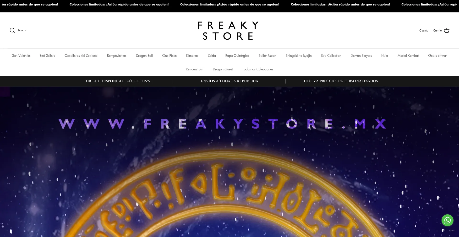 Website screenshot of Freakystore.mx