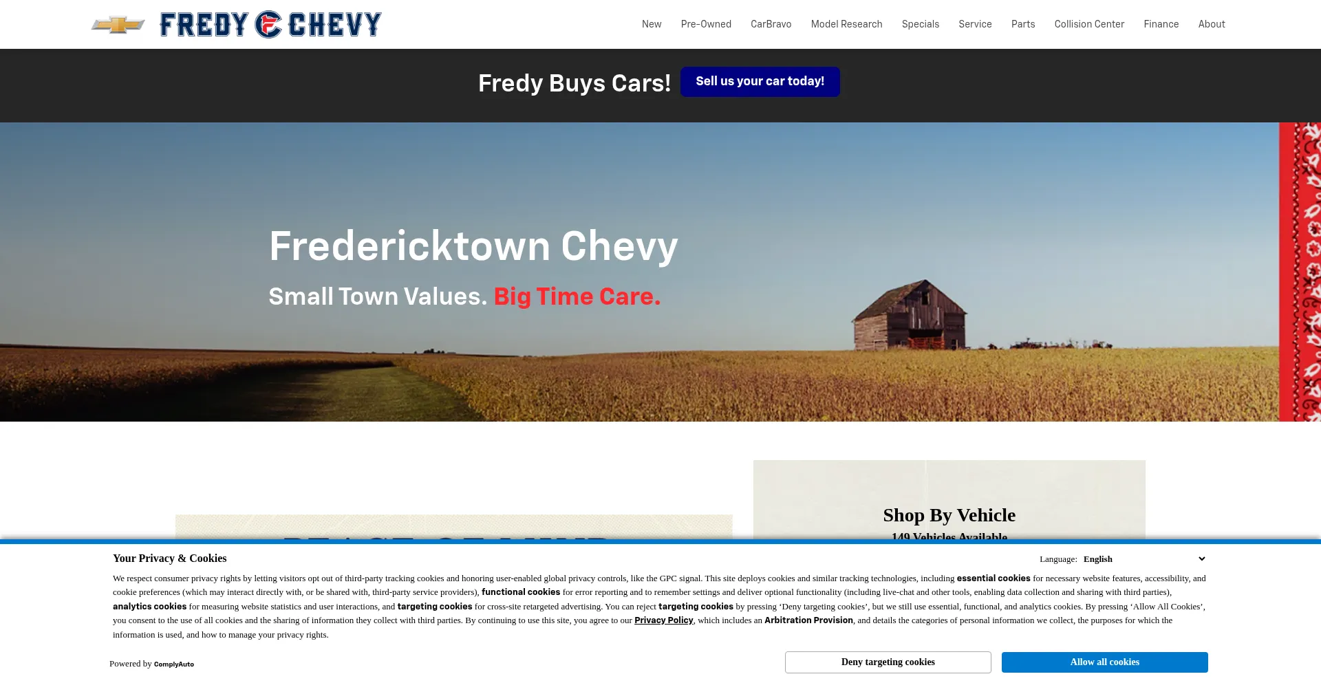 Website screenshot of Fredychevy.com