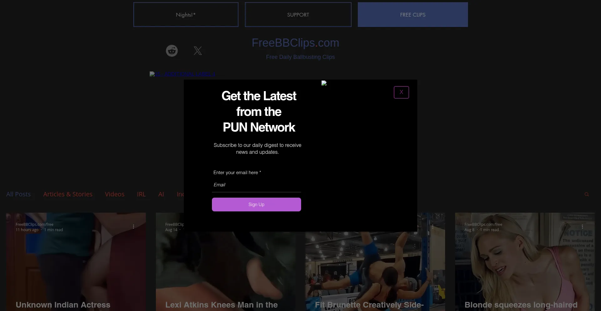 Website screenshot of Freebbclips.com
