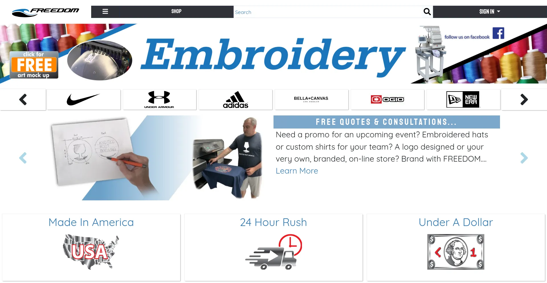 Website screenshot of Freedombranding.com