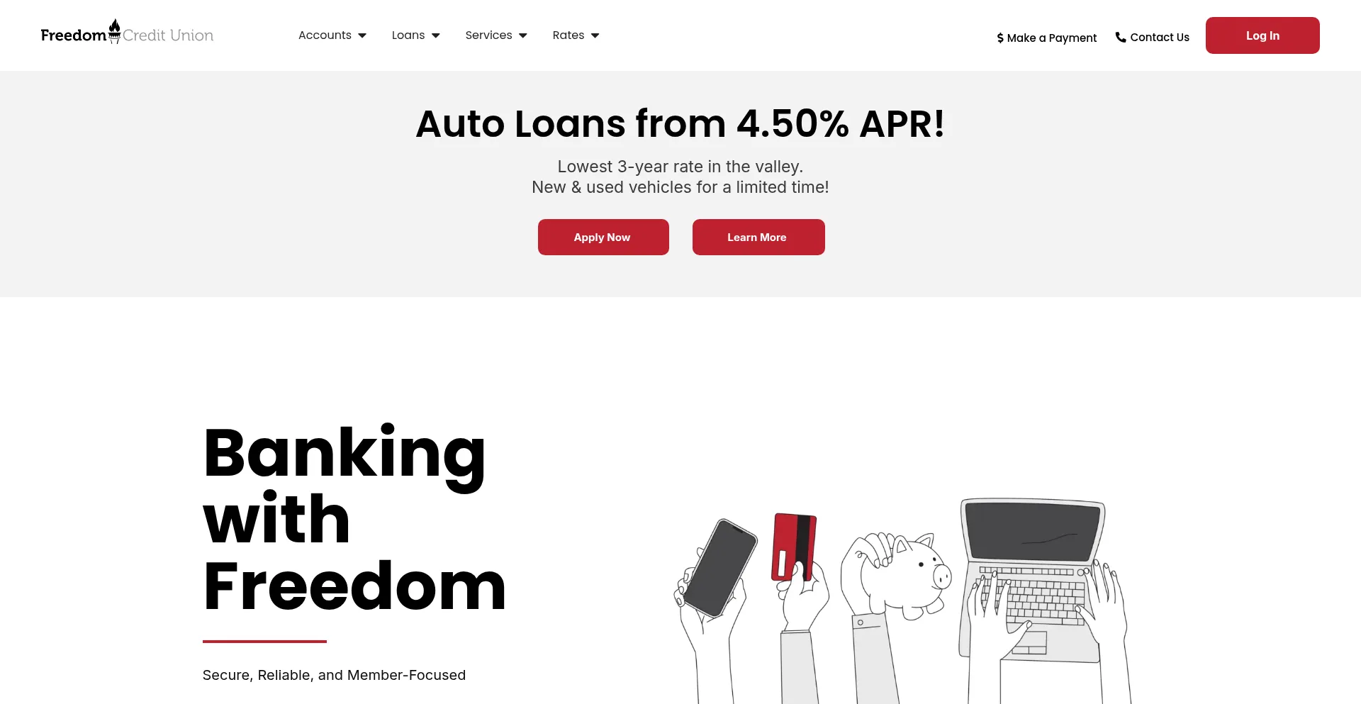 Website screenshot of Freedomcu.com