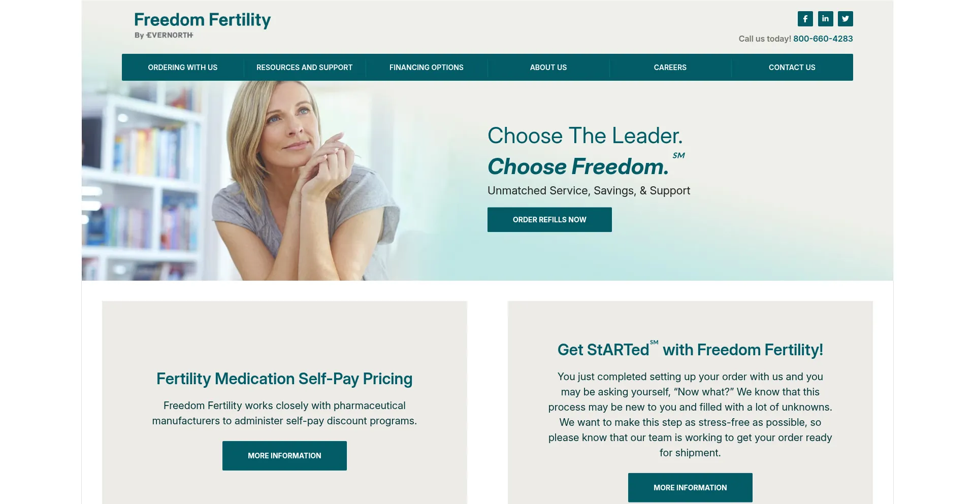 Website screenshot of Freedomfertility.com