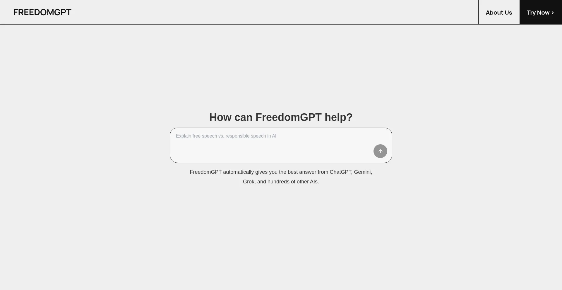 Website screenshot of Freedomgpt.com