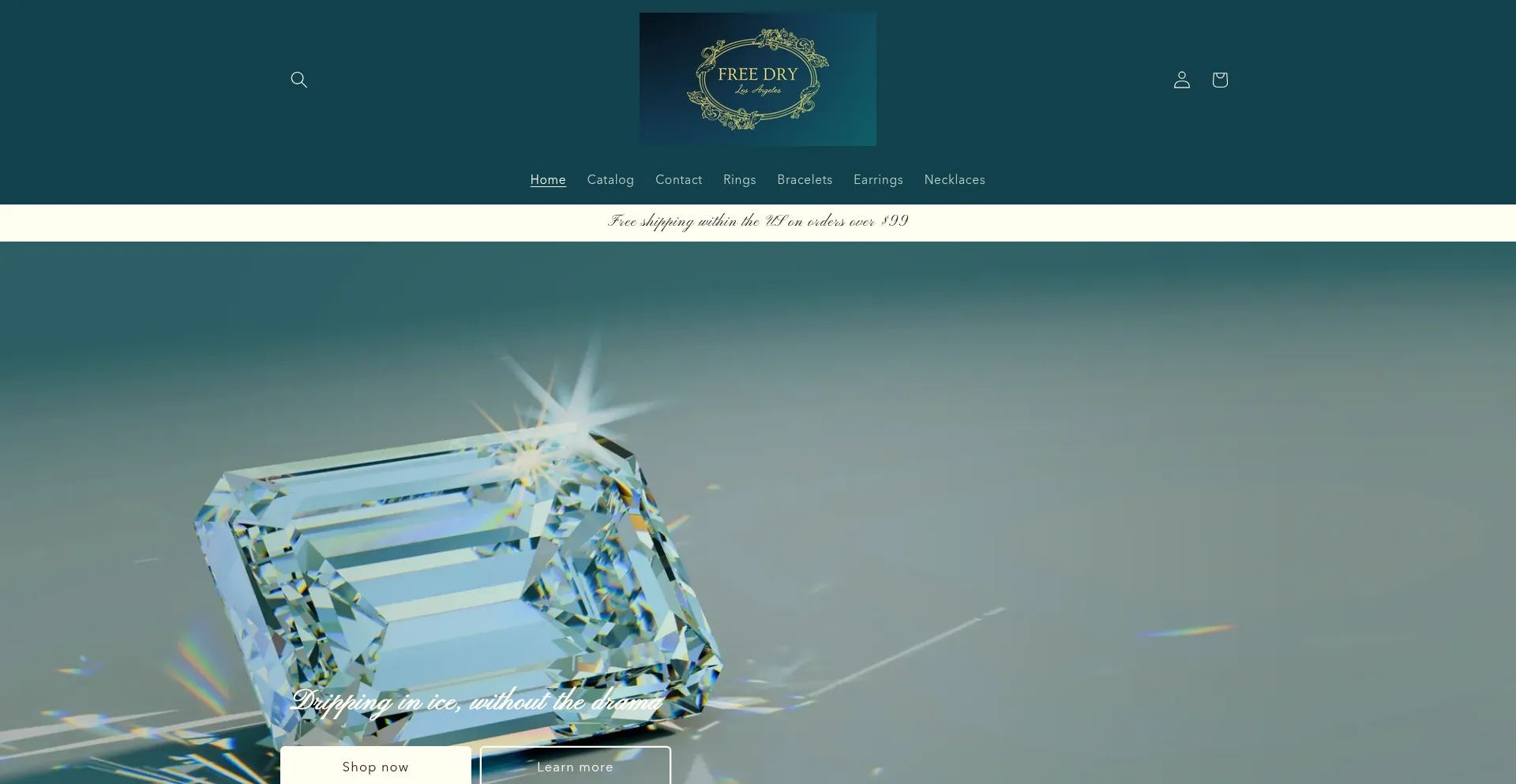 Website screenshot of Freedryla.myshopify.com
