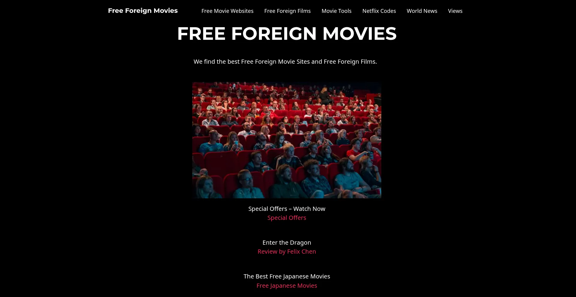 Website screenshot of Freeforeignfilms.com