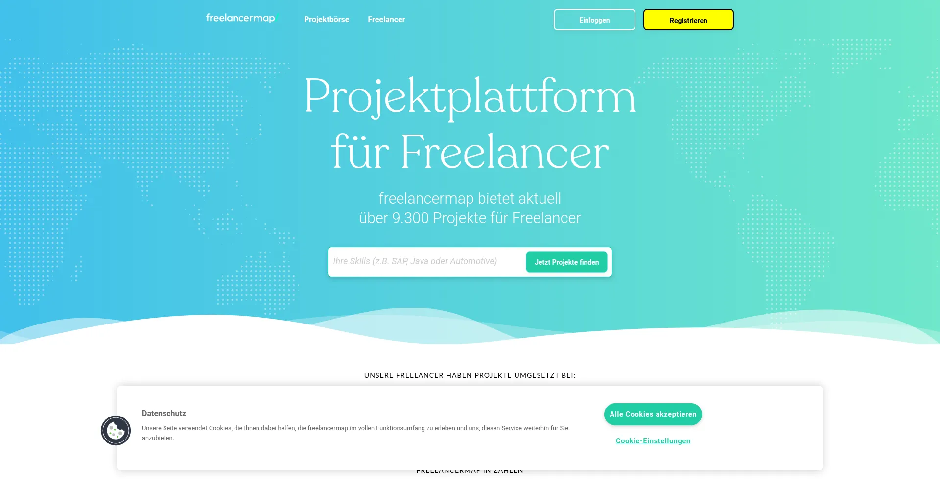 Website screenshot of Freelancermap.ch