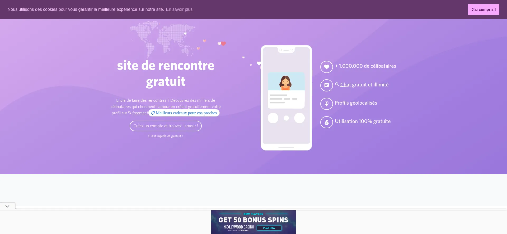 Website screenshot of Freemeet.net