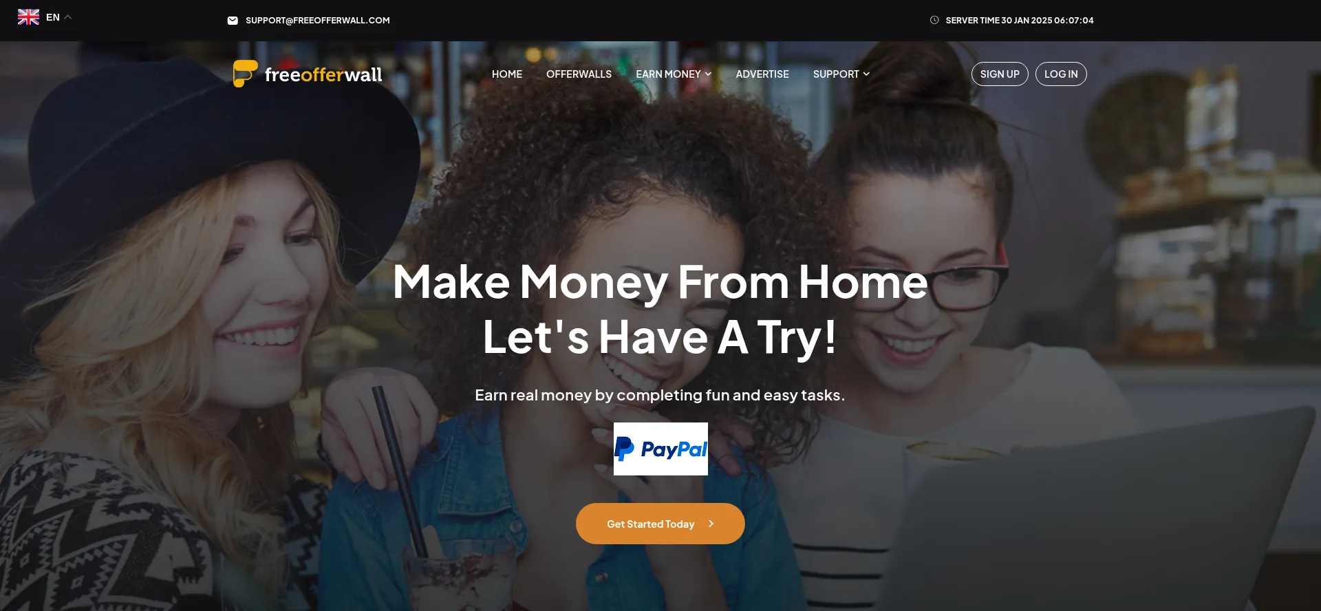 Website screenshot of Freeofferwall.com