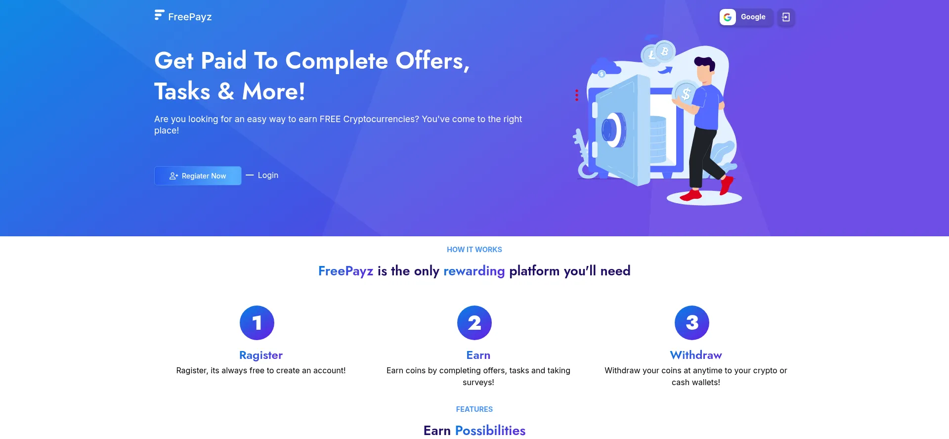 Website screenshot of Freepayz.com