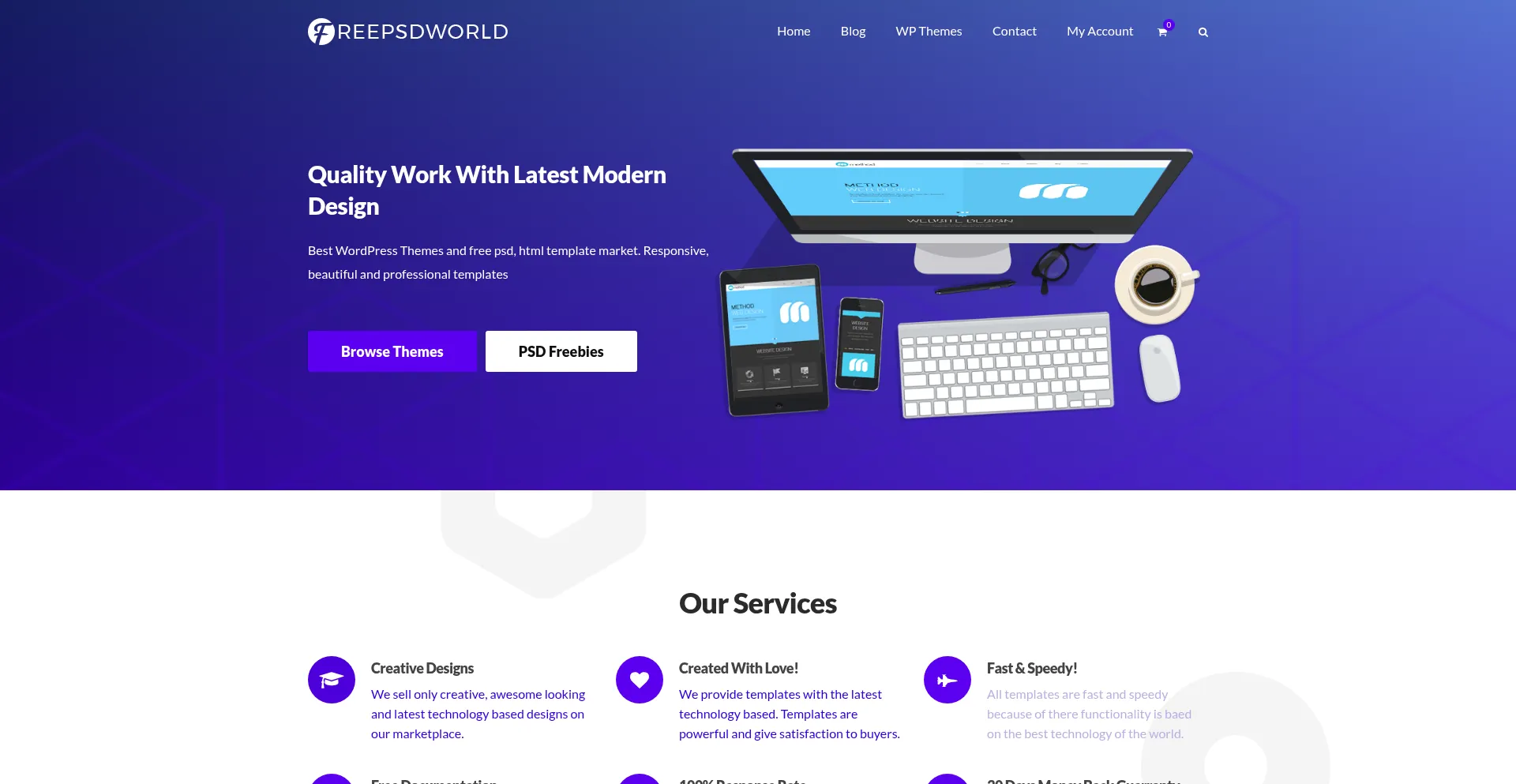 Website screenshot of Freepsdworld.com