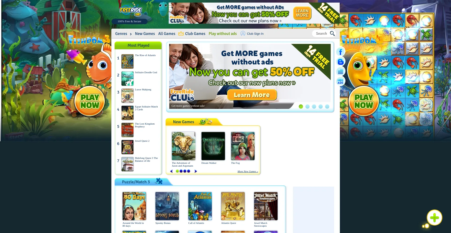 Website screenshot of Freeridegames.com