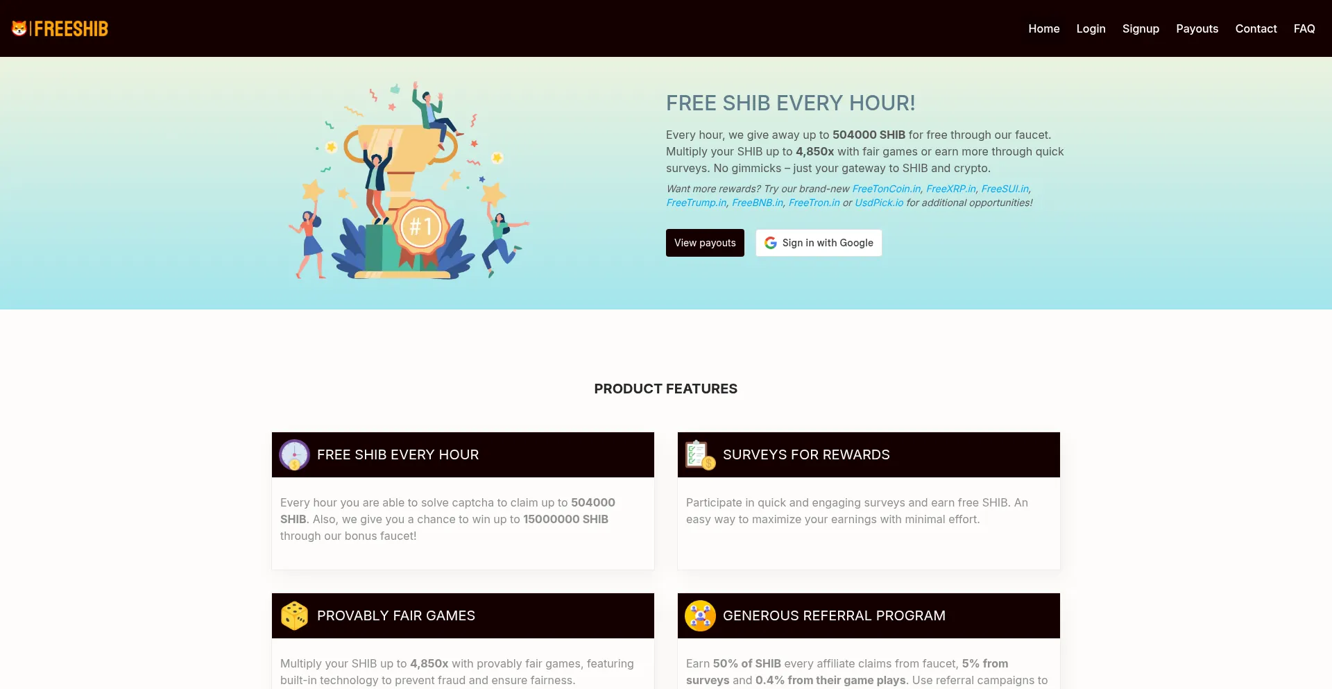 Website screenshot of Freeshib.in