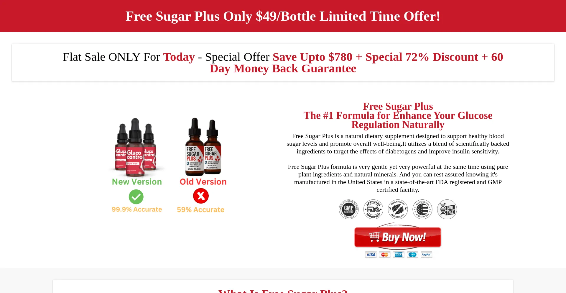 Website screenshot of Freesugarplus.com