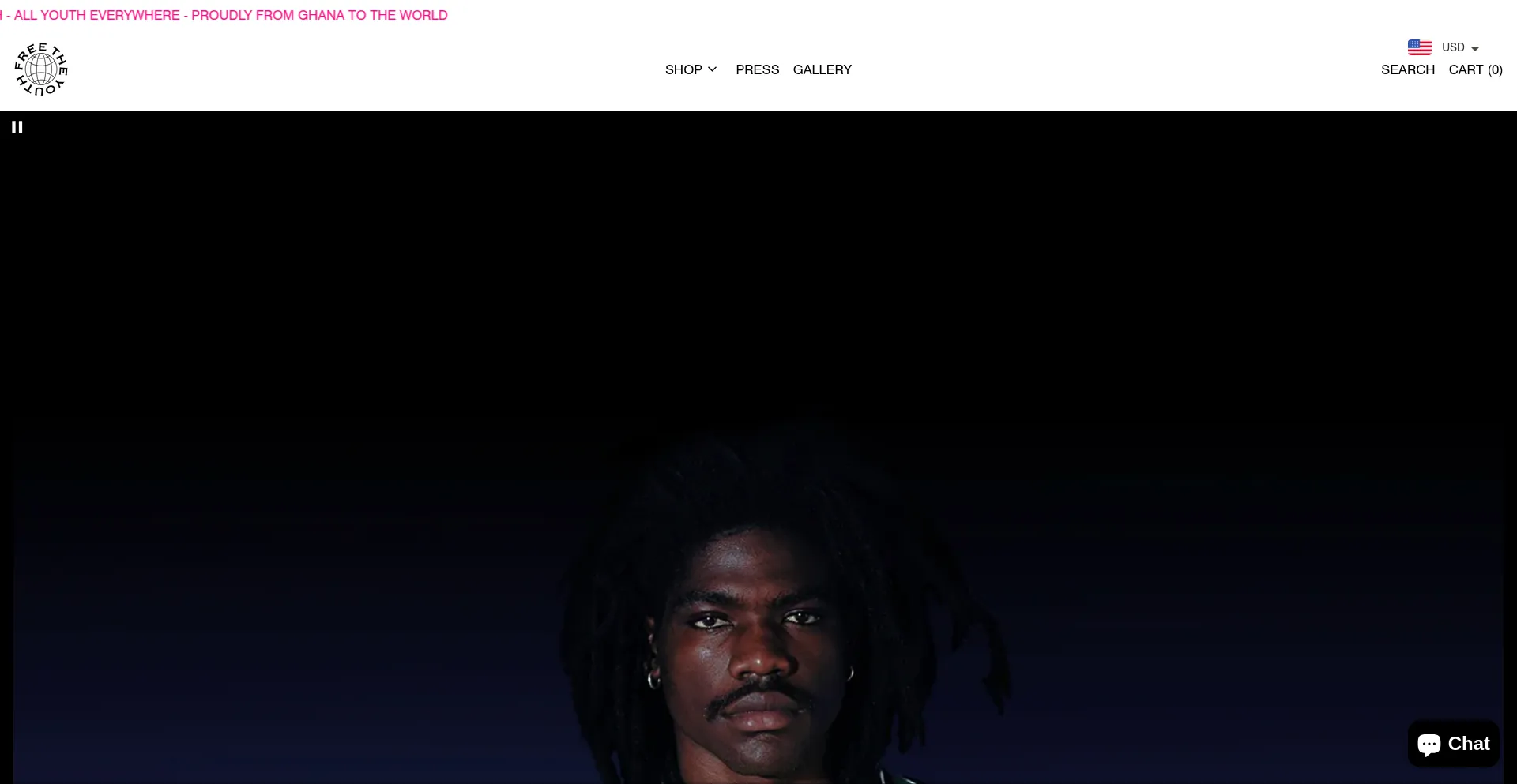 Website screenshot of Freetheyouth.net
