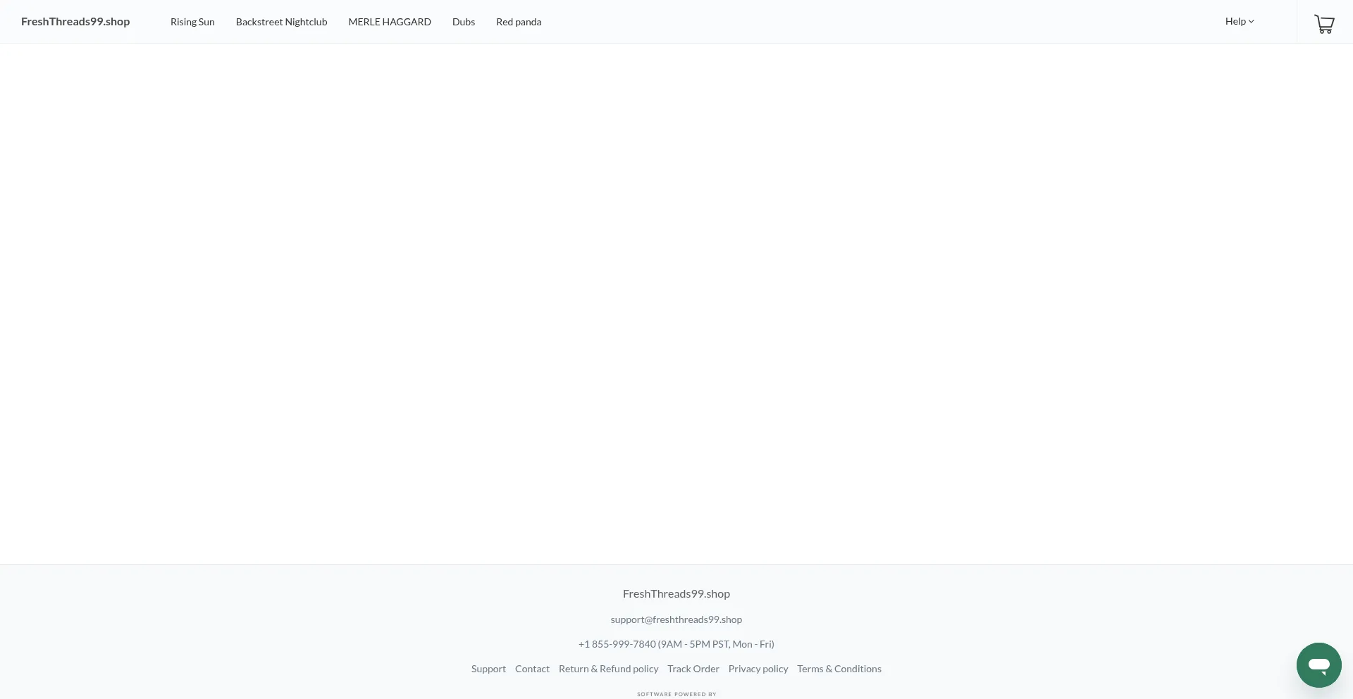 Website screenshot of Freshthreads99.shop