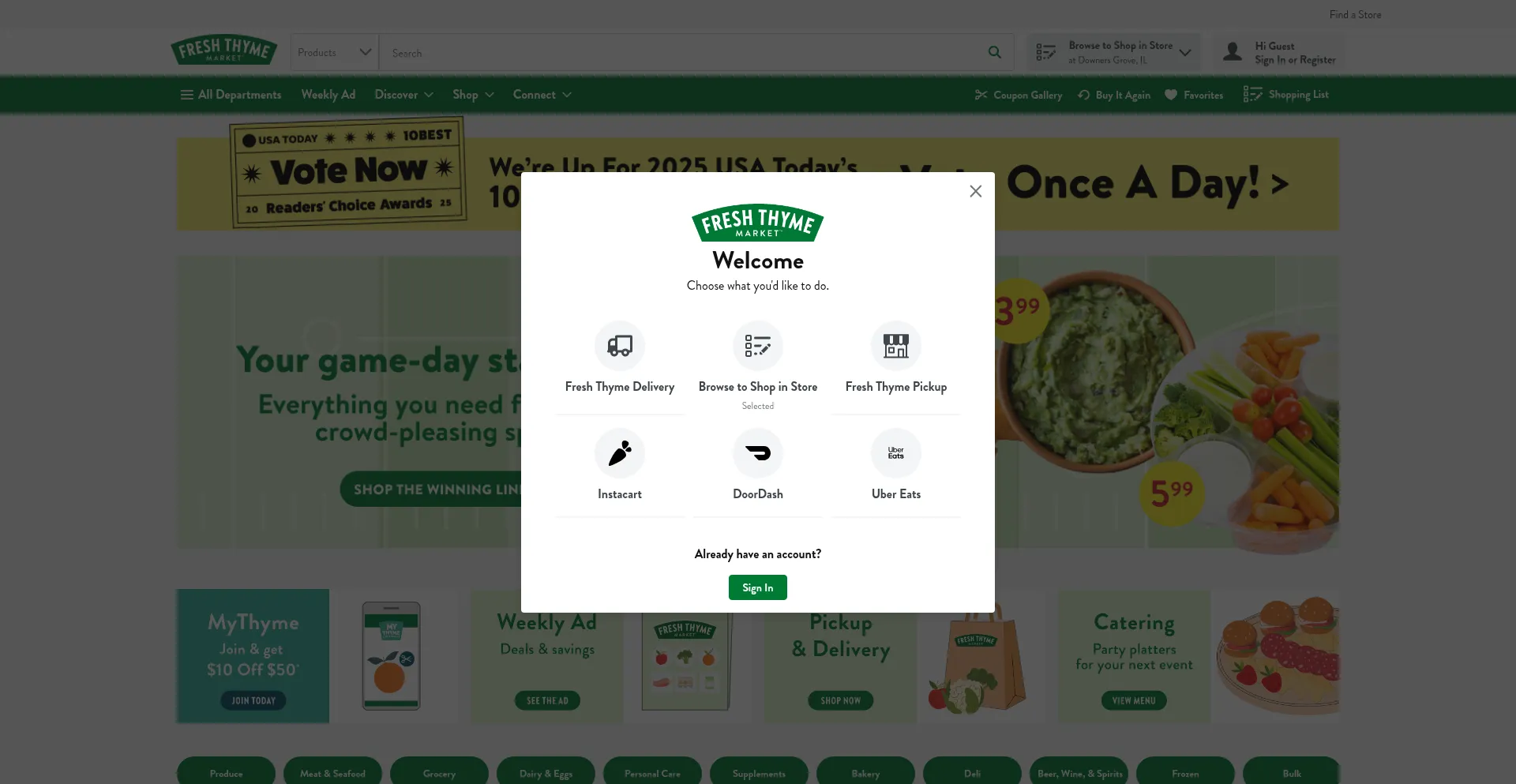 Website screenshot of Freshthyme.com