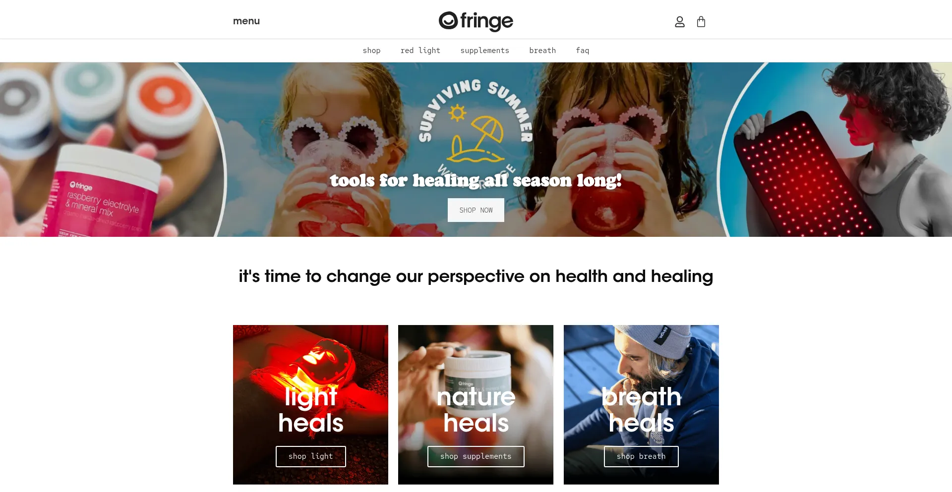 Website screenshot of Fringeheals.com