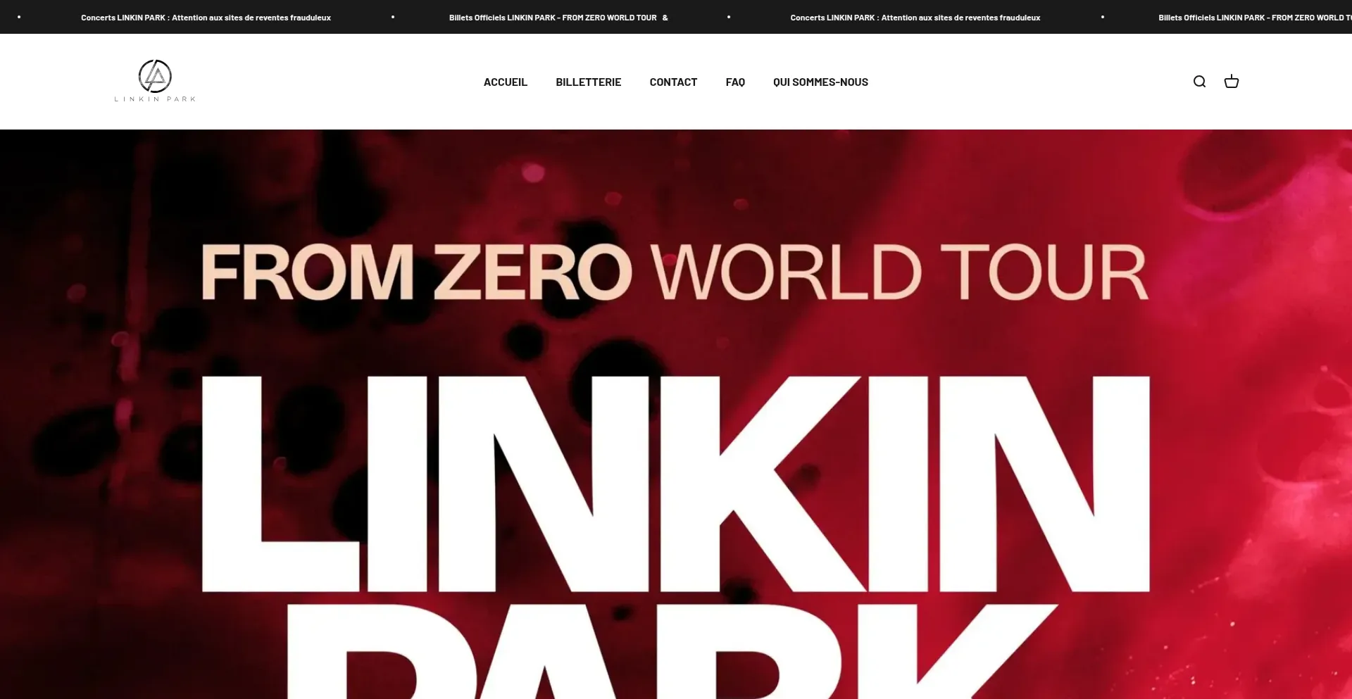 Website screenshot of Fromzeroworldtourtickets.fr
