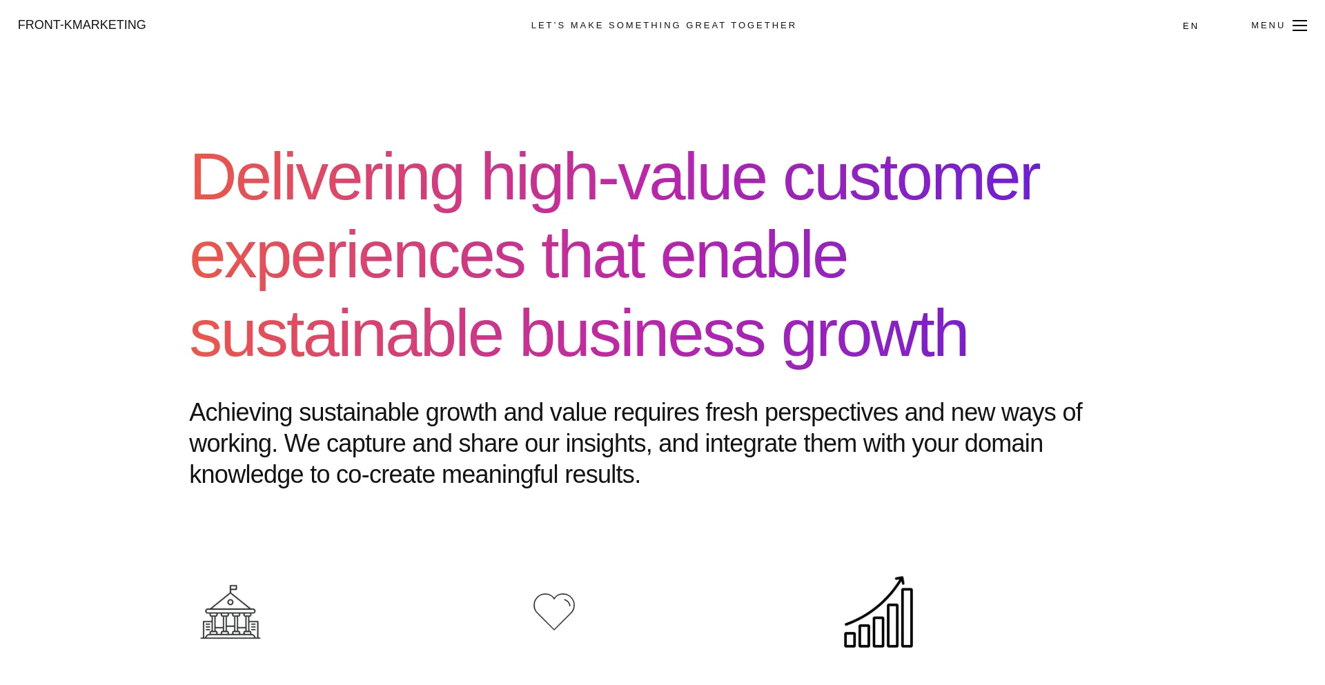 Website screenshot of Front-kmarketing.com