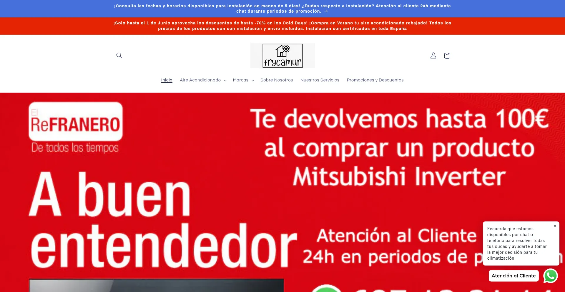 Website screenshot of Frycamurcia.com
