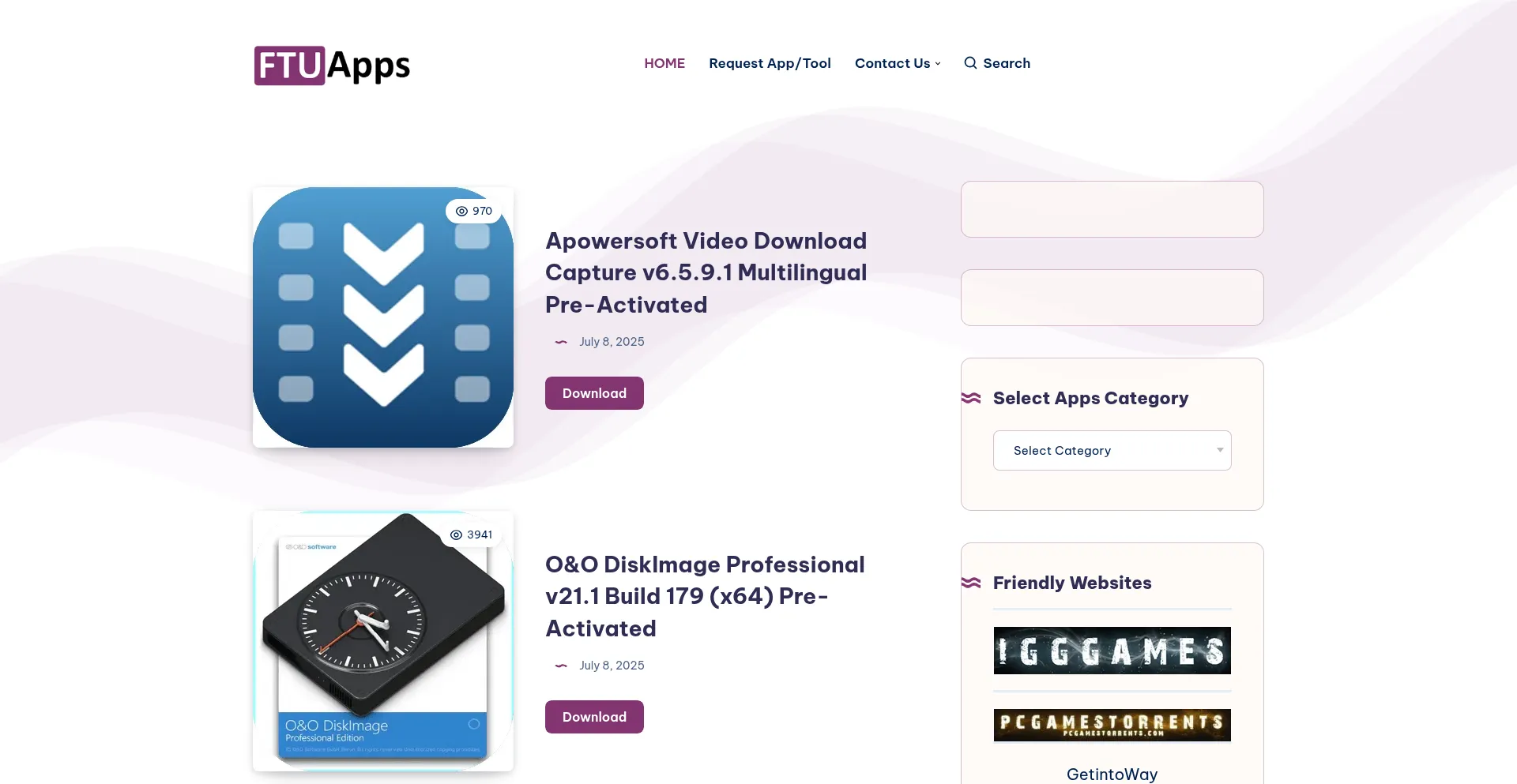 Website screenshot of Ftuapps1.farlad.com