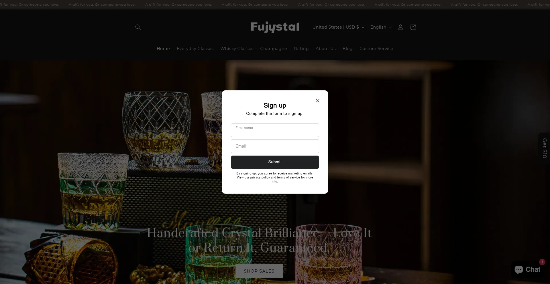 Website screenshot of Fujystal.com
