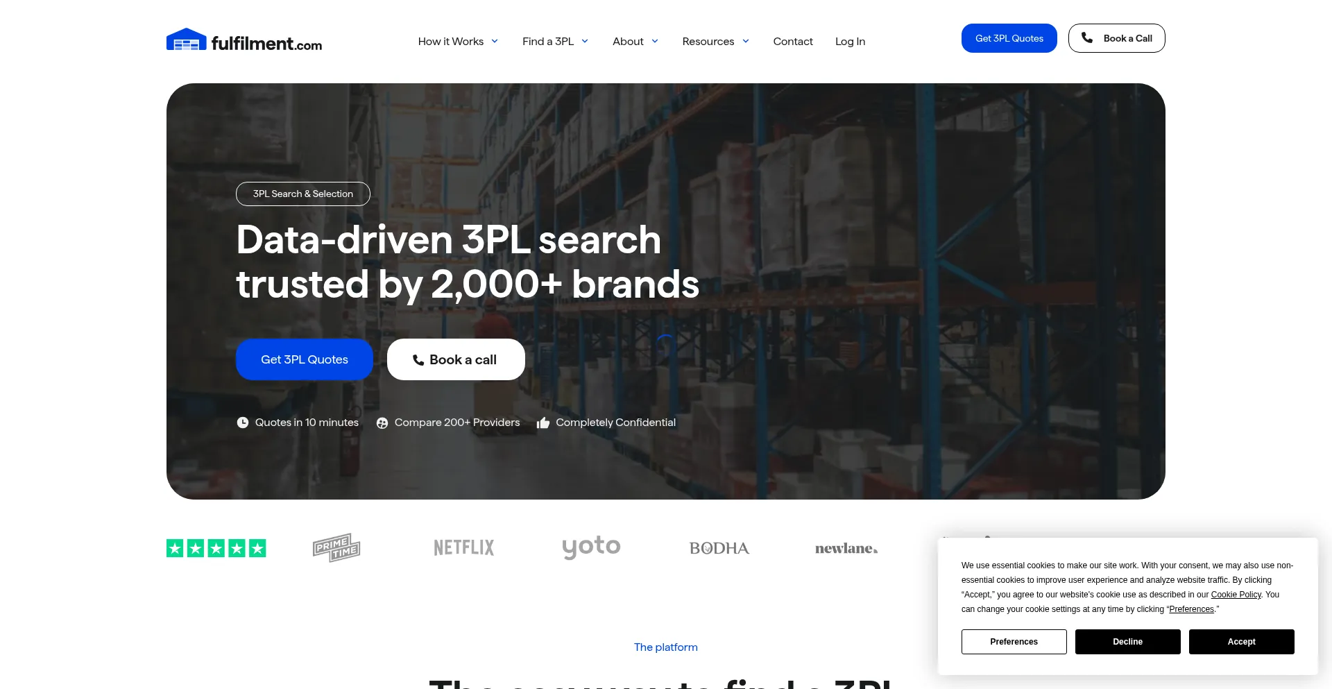 Website screenshot of Fulfilment.com