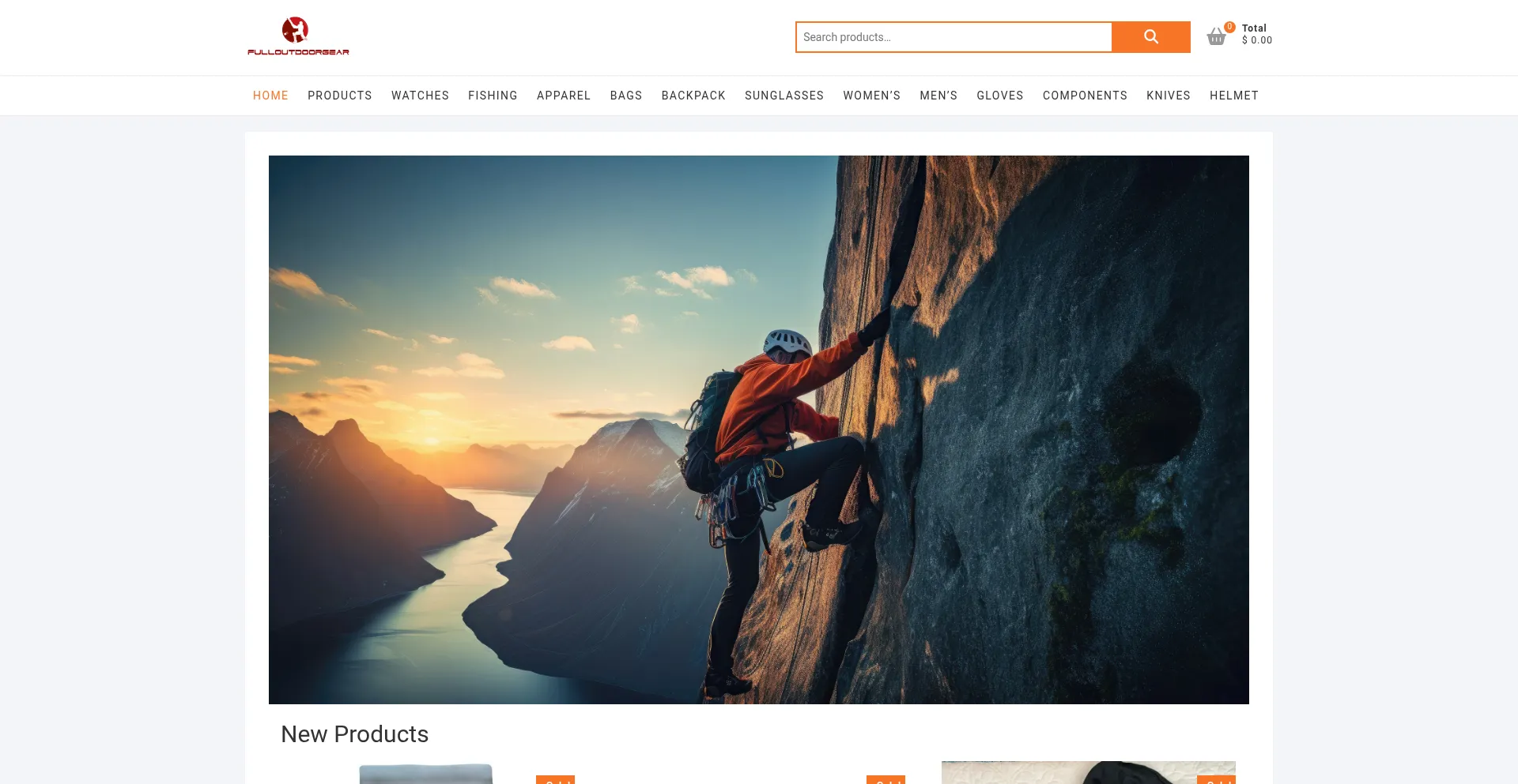 Website screenshot of Fulloutdoorgear.com