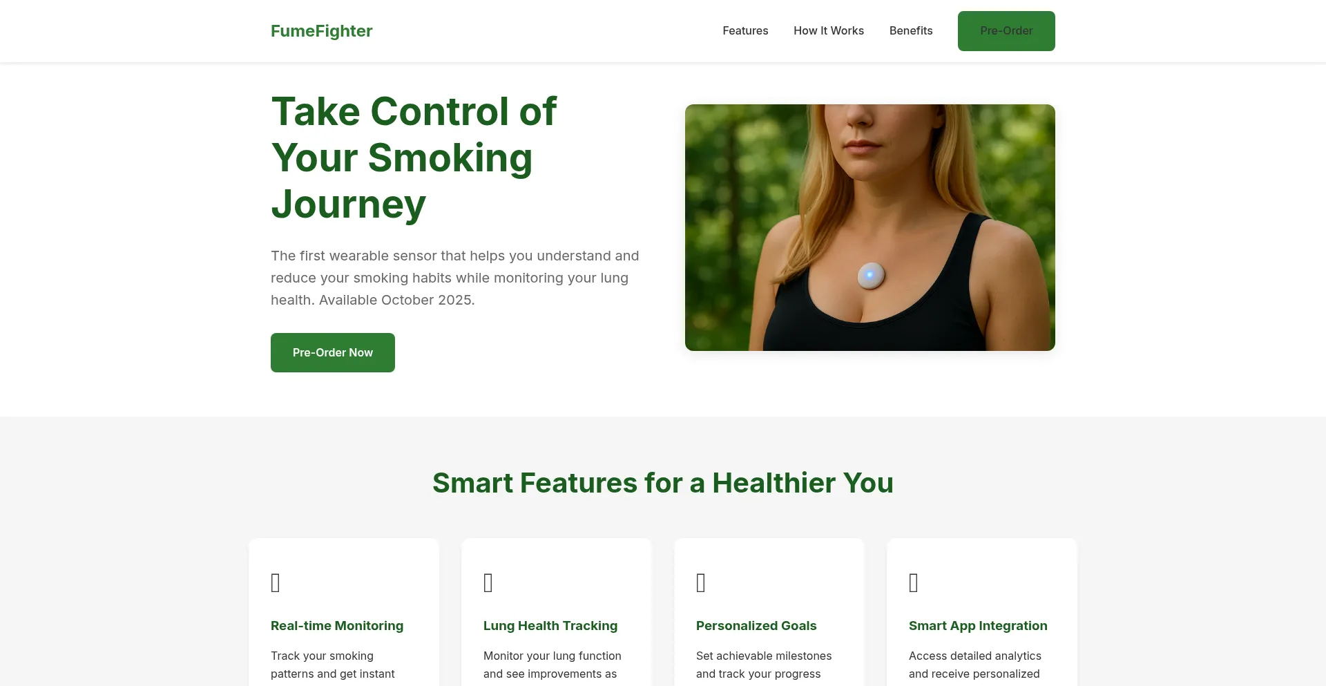 Website screenshot of Fumefighter.com