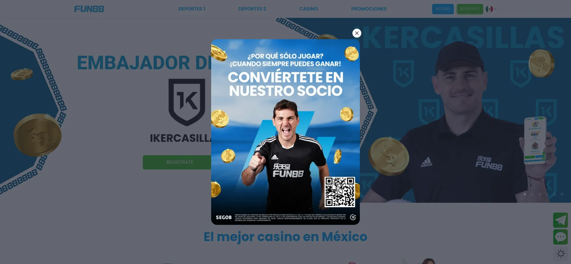 Website screenshot of Fun88mx.mx