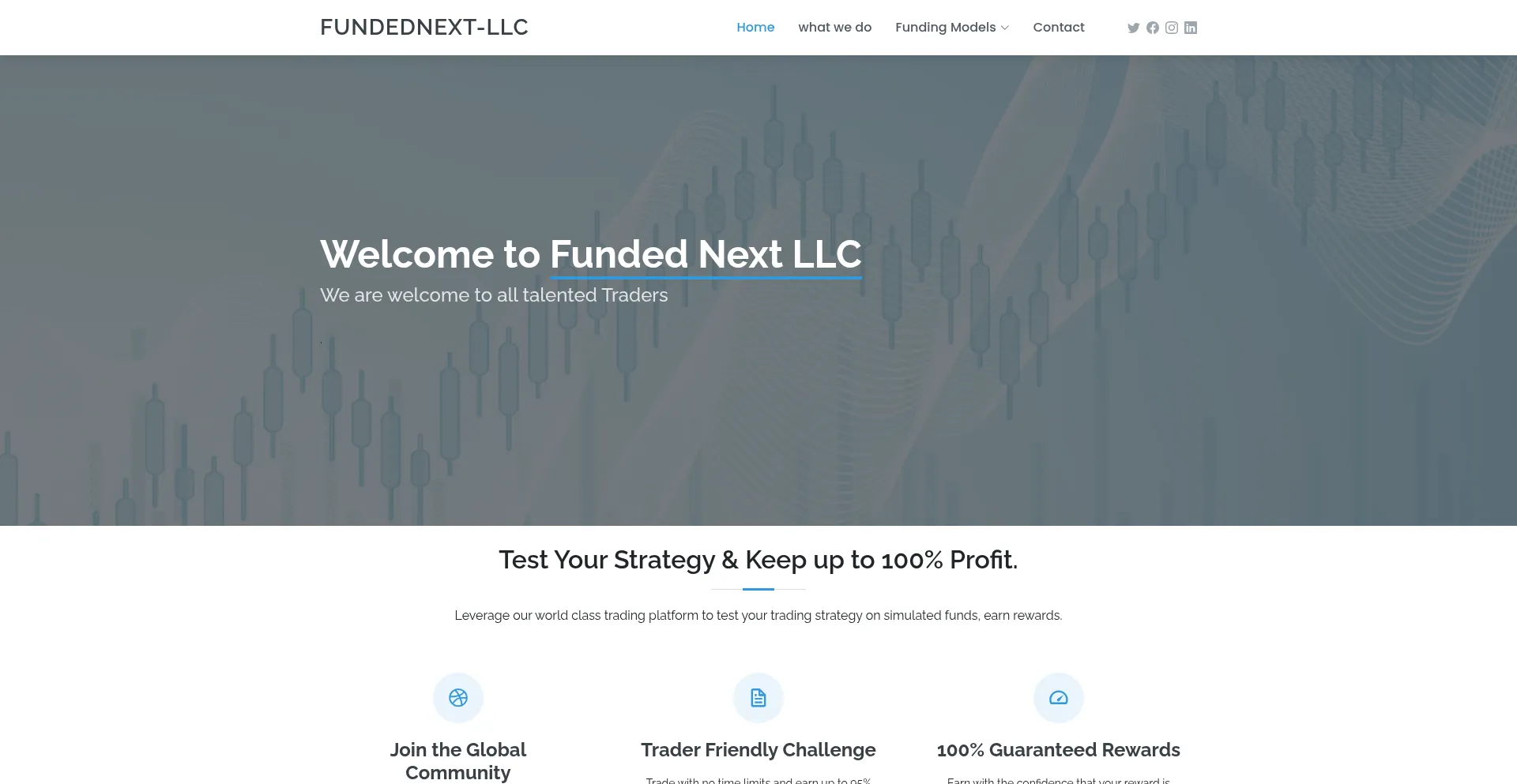 Website screenshot of Fundednextllc.com