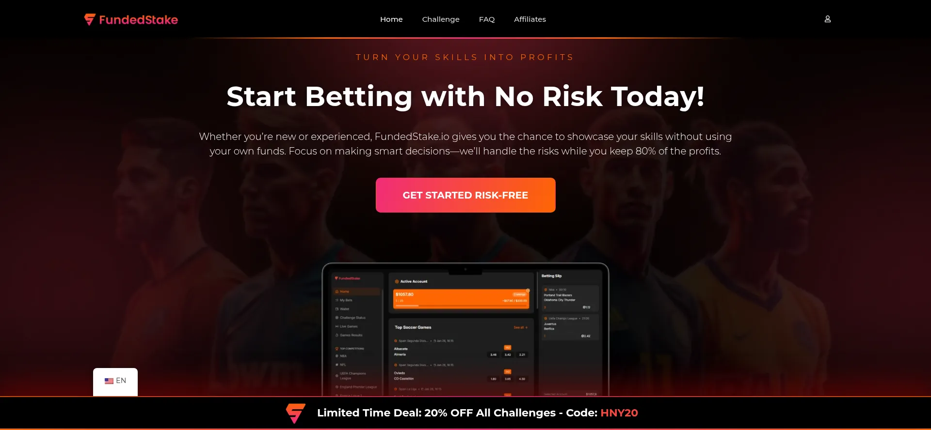 Website screenshot of Fundedstake.io