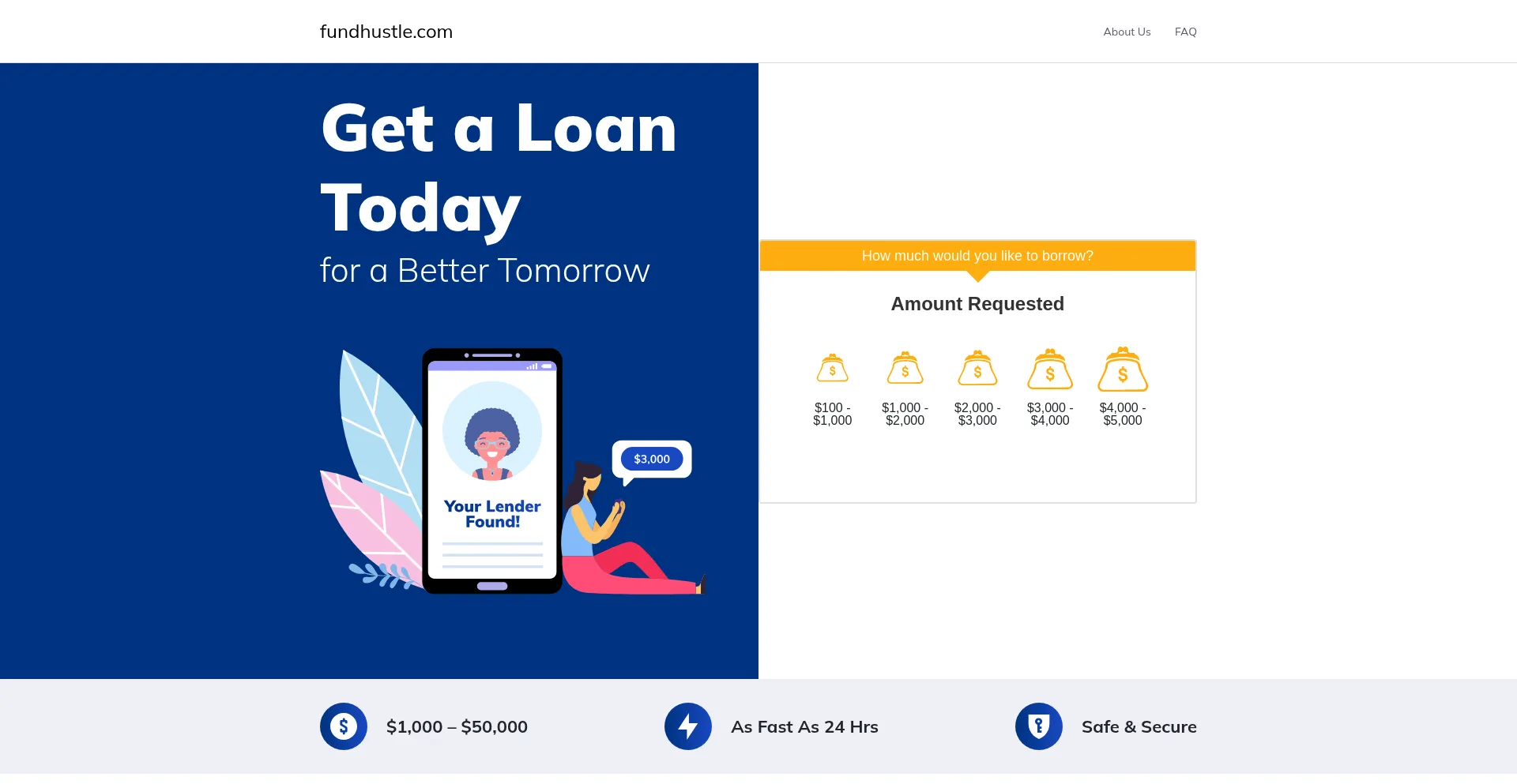 Website screenshot of Fundhustle.com