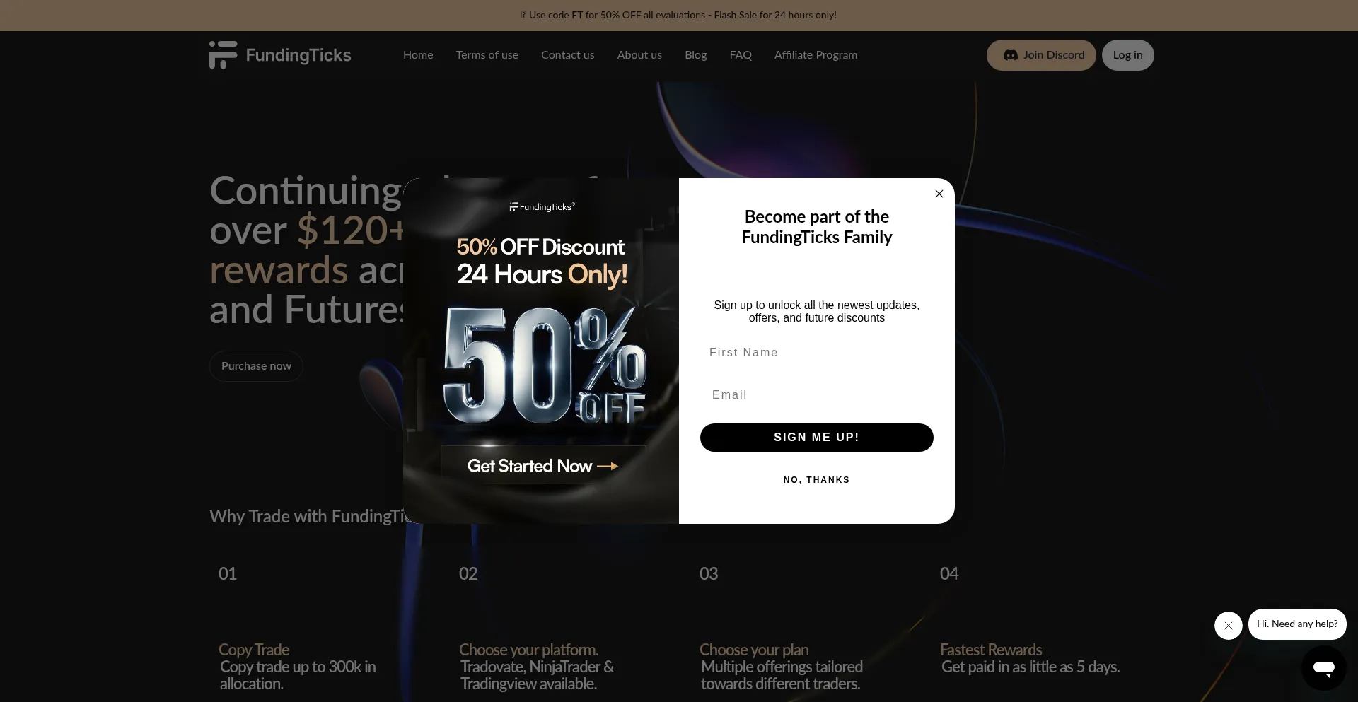 Website screenshot of Fundingticks.com