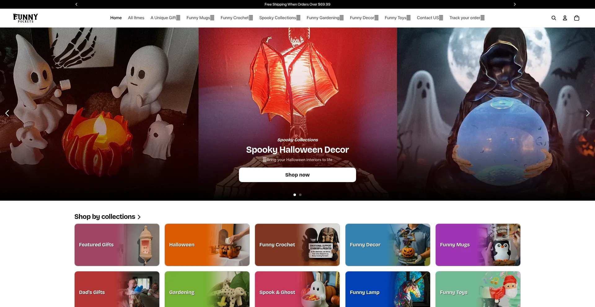 Website screenshot of Funnypockets.com