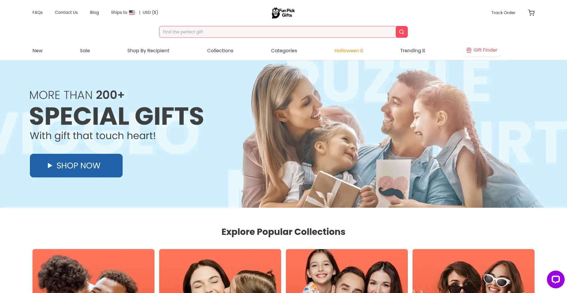 Website screenshot of Funpickgifts.com
