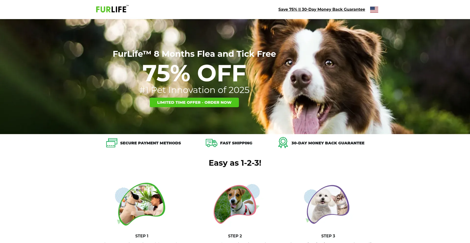 Website screenshot of Furlifecollar.com