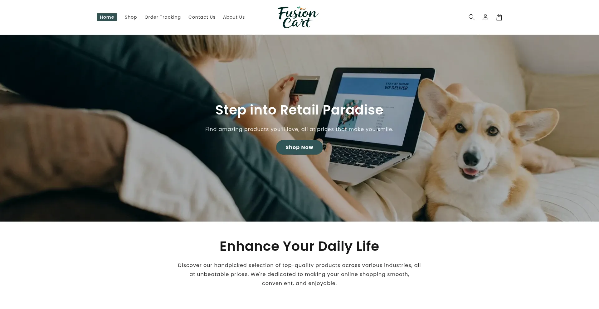 Website screenshot of Fusioncart.co