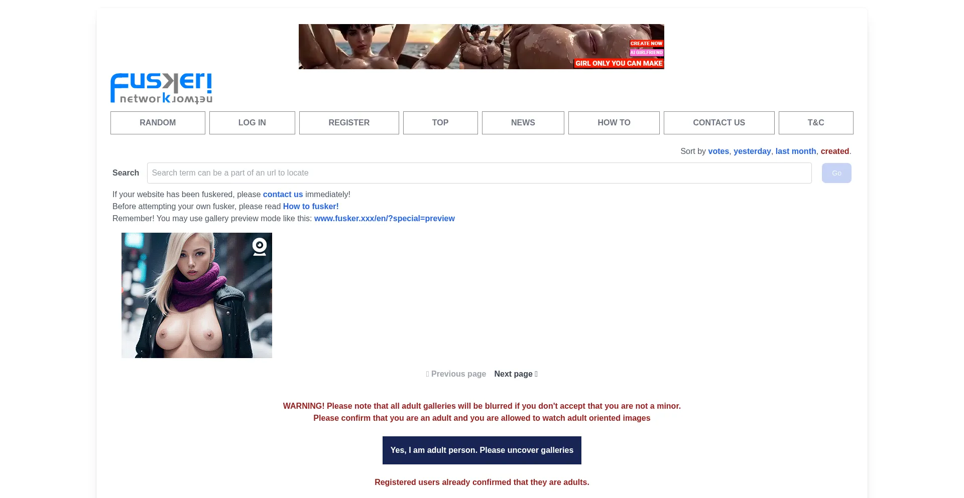 Website screenshot of Fusker.xxx