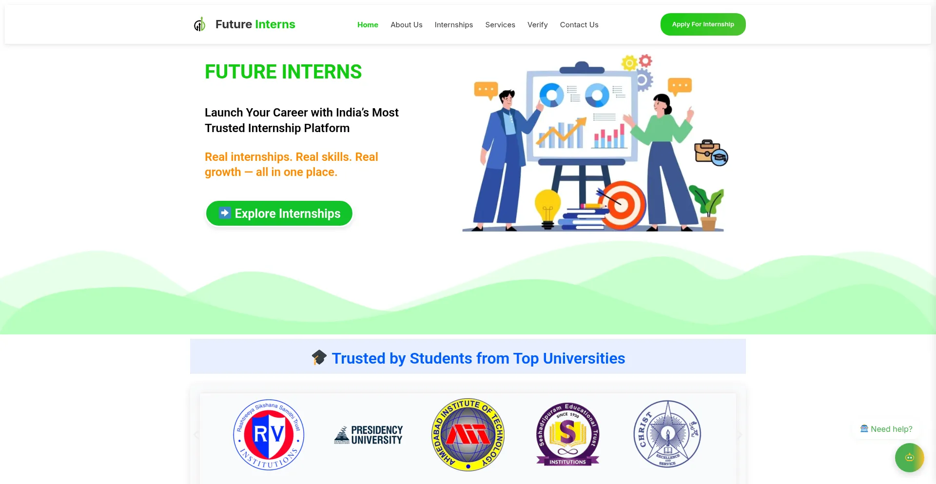 Website screenshot of Futureinterns.com