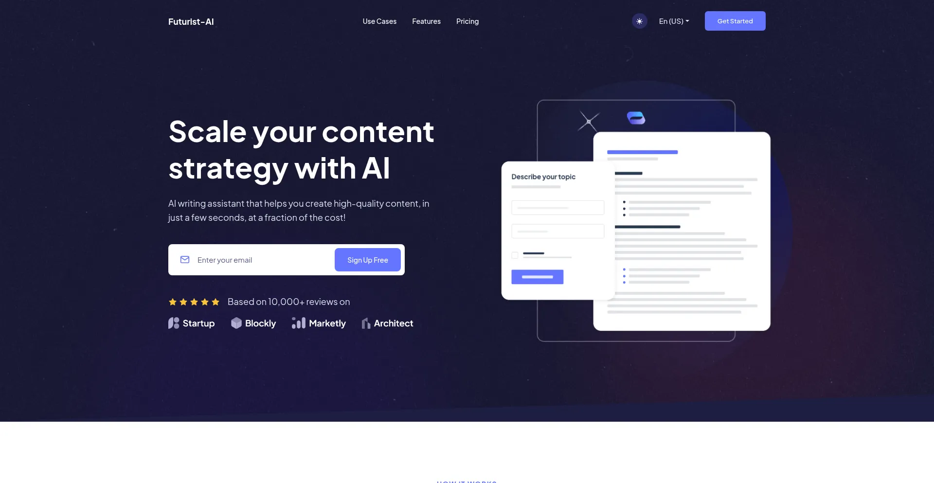 Website screenshot of Futuristai.net