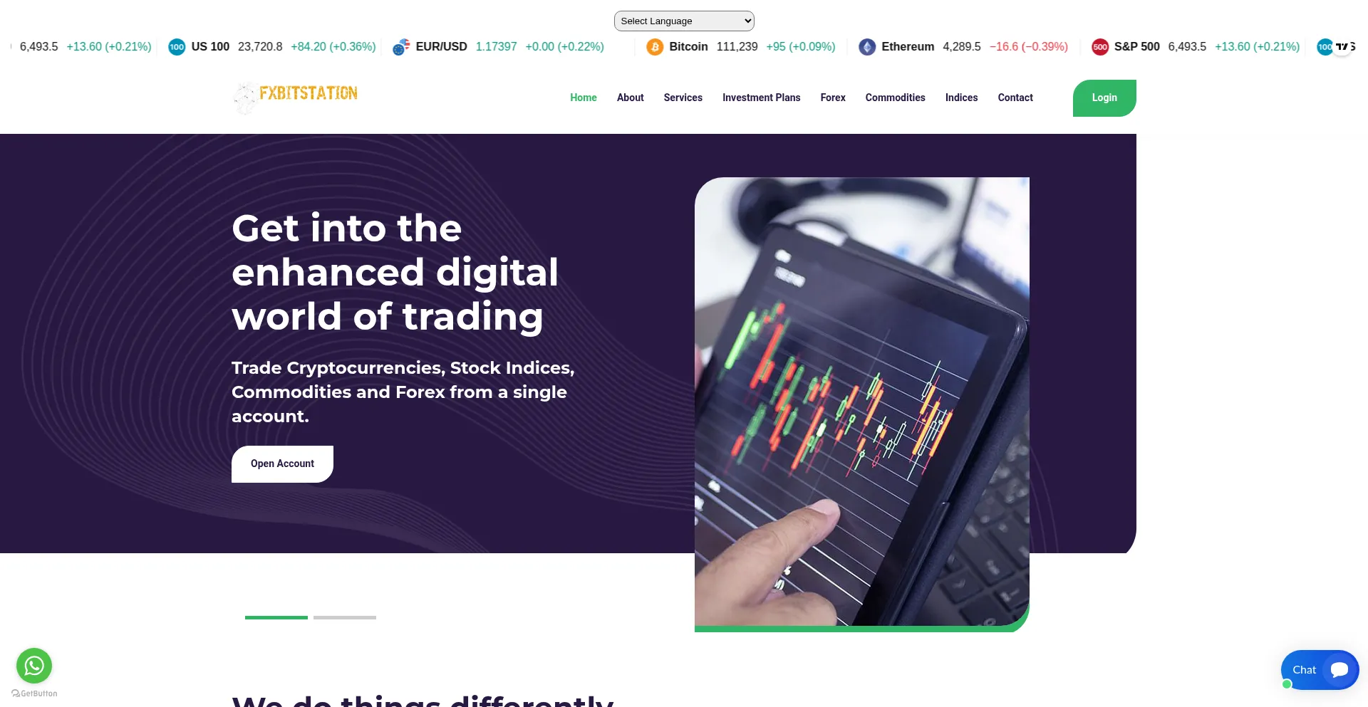 Website screenshot of Fxbitstation.com