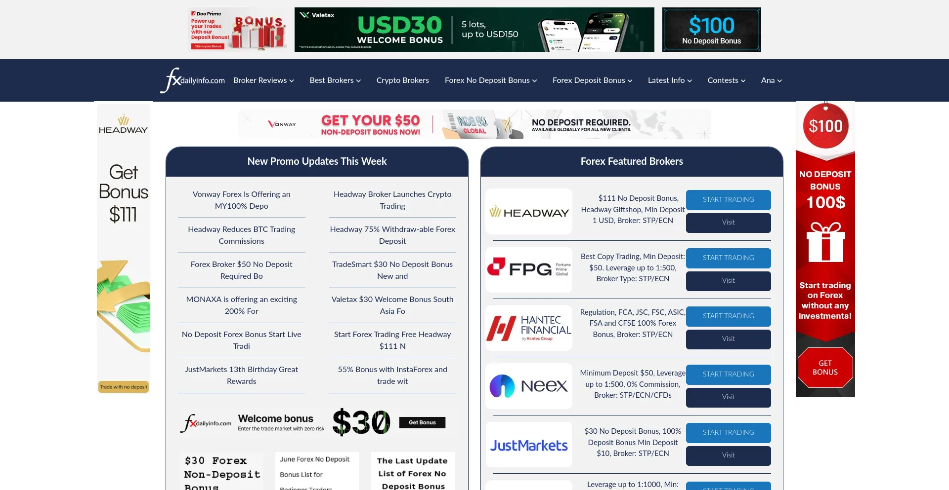 Website screenshot of Fxdailyinfo.net