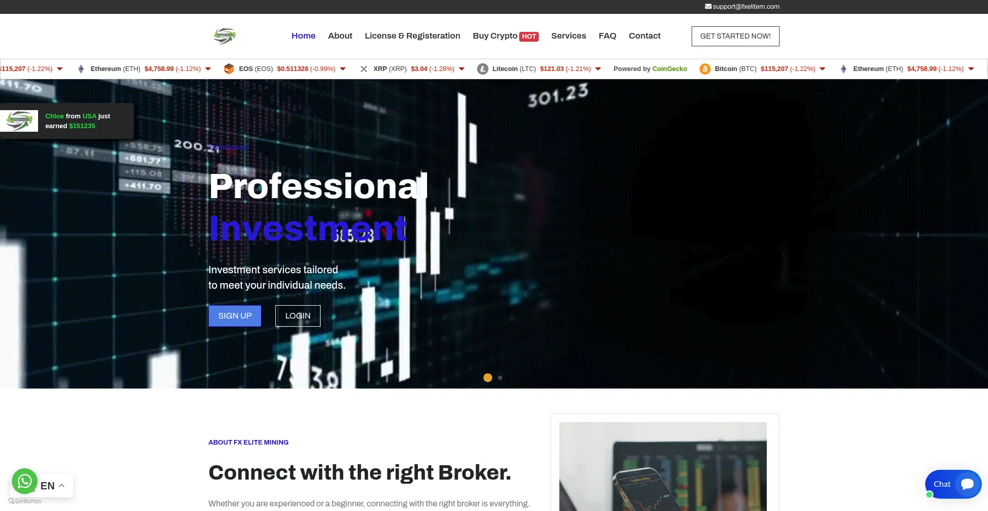 Website screenshot of Fxelitem.com